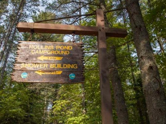 Rollins Pond Campground sign